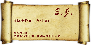 Stoffer Jolán névjegykártya